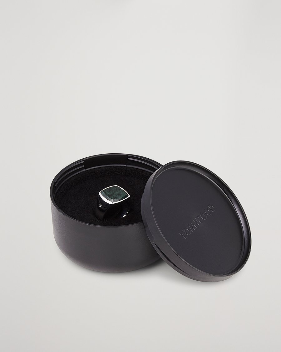 Herre | Smykker | Tom Wood | Cushion Green Marble Ring Silver
