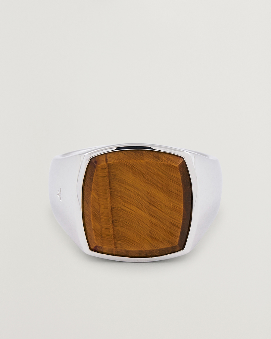 Herre | Smykker | Tom Wood | Cushion Tiger Eye Ring Silver