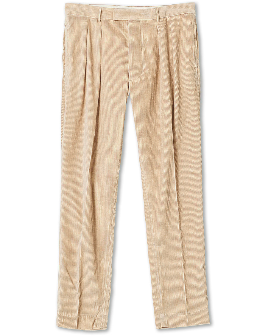 Herre | Bukser | Mackintosh | Wild Pleated Cord Trousers Beige