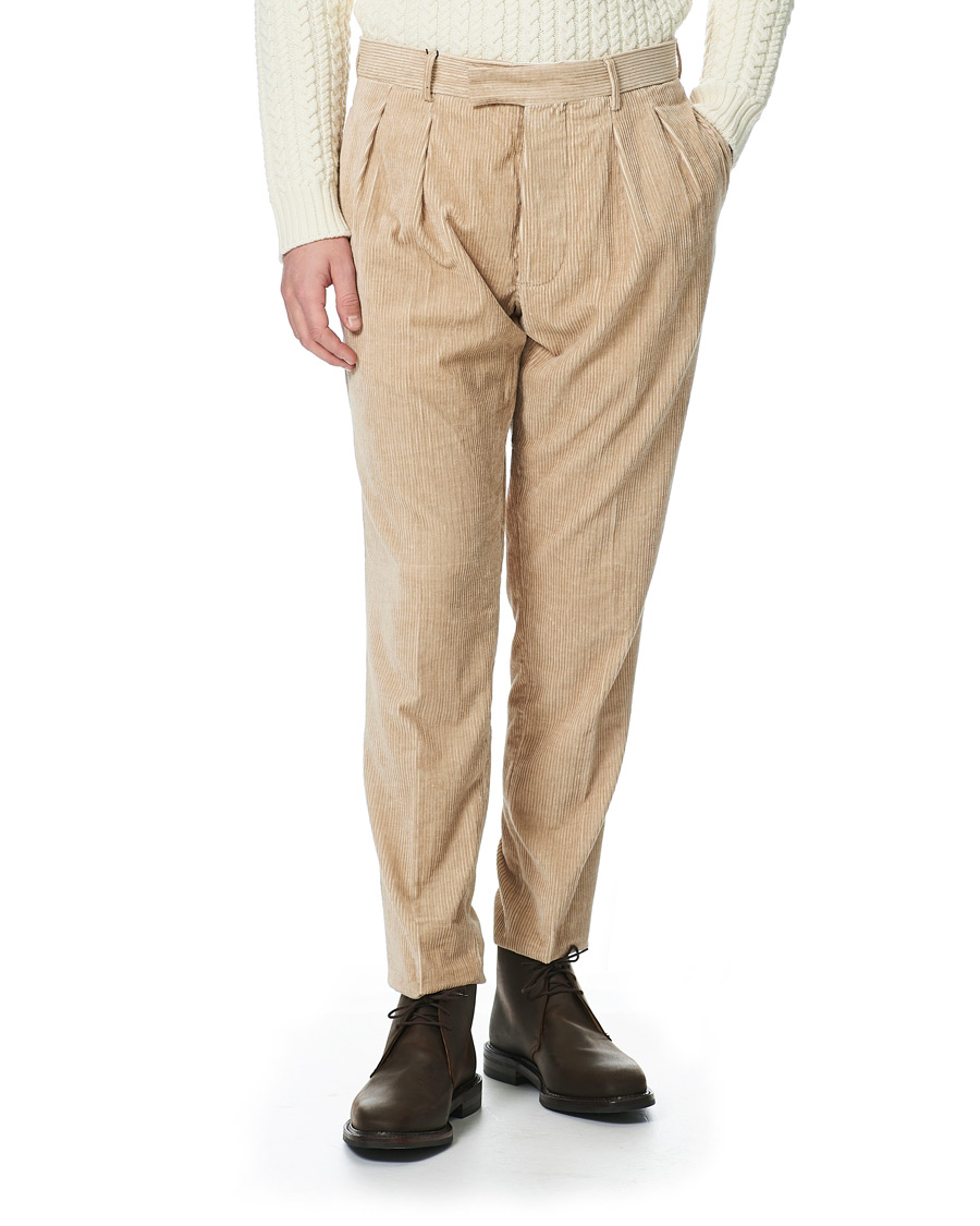 Herre | Bukser | Mackintosh | Wild Pleated Cord Trousers Beige