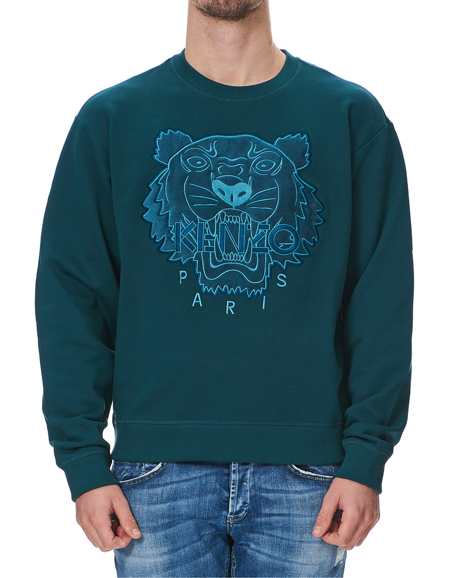 Herre | Gensere | KENZO | Velvet Tiger Head Crew Neck Sweatshirt Green