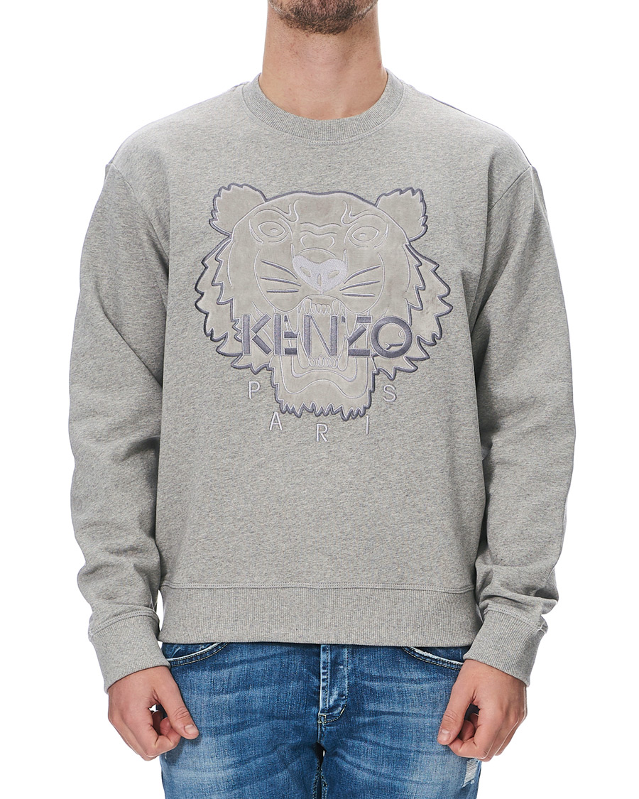 Herre | Gensere | KENZO | Velvet Tiger Head Crew Neck Sweatshirt Grey