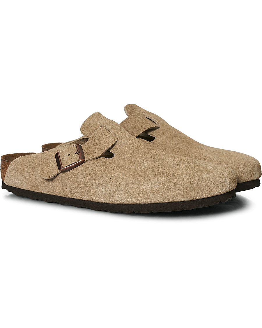 Herre | BIRKENSTOCK Boston Soft Footbed Taupe Suede | BIRKENSTOCK | Boston Soft Footbed Taupe Suede