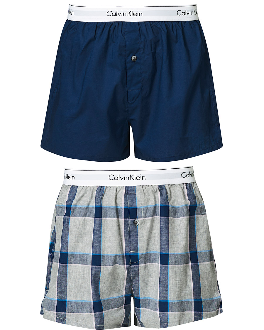 Herre | Undertøy | Calvin Klein | Modern Cotton Stretch Boxer 2-Pack Navy/Grey Heather