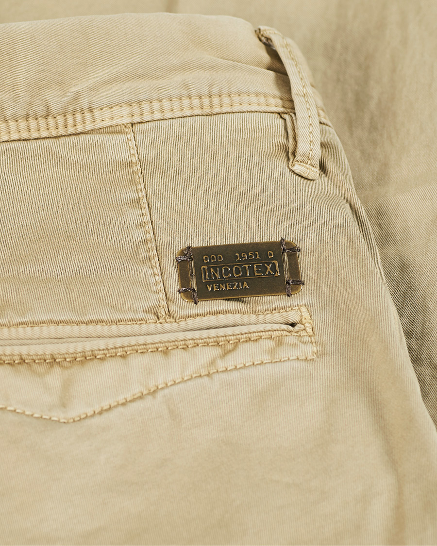Herre | Bukser | Incotex | Slim Fit Garment Dyed Slacks Beige