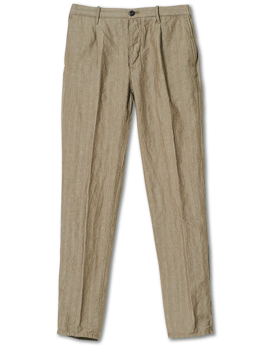 Herre | Bukser | Incotex | Tapered Cotton/Linen Drawstring Pants Beige
