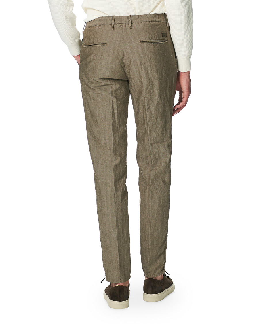 Herre | Bukser | Incotex | Tapered Cotton/Linen Drawstring Pants Beige