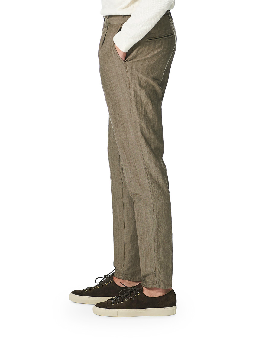 Herre | Bukser | Incotex | Tapered Cotton/Linen Drawstring Pants Beige