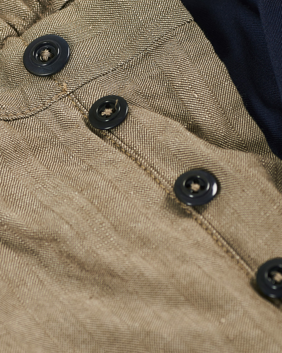 Herre | Bukser | Incotex | Tapered Cotton/Linen Drawstring Pants Beige