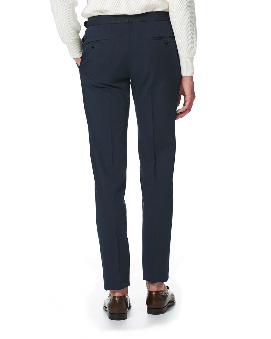 Herre | Bukser | Incotex | Slim Fit Pleated Cotton Trousers Navy