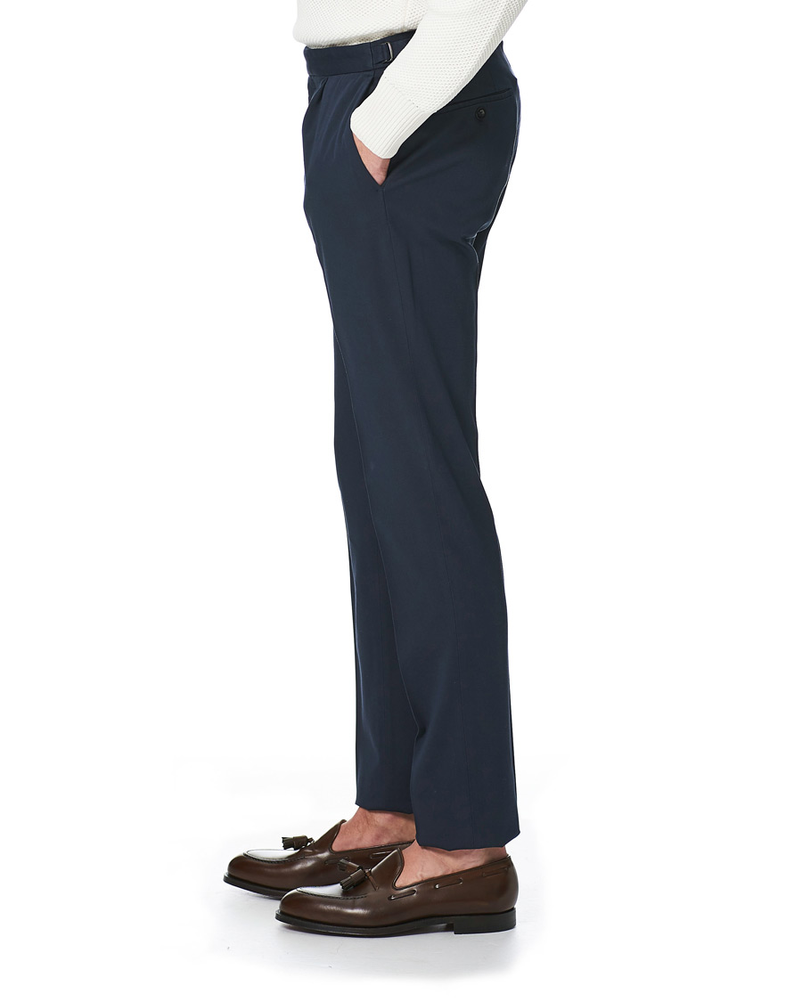 Herre | Bukser | Incotex | Slim Fit Pleated Cotton Trousers Navy