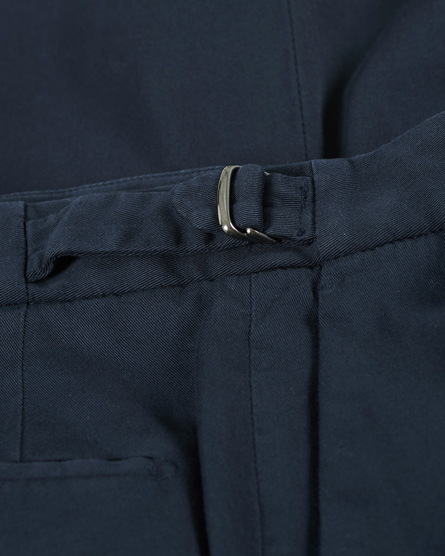 Herre | Bukser | Incotex | Slim Fit Pleated Cotton Trousers Navy