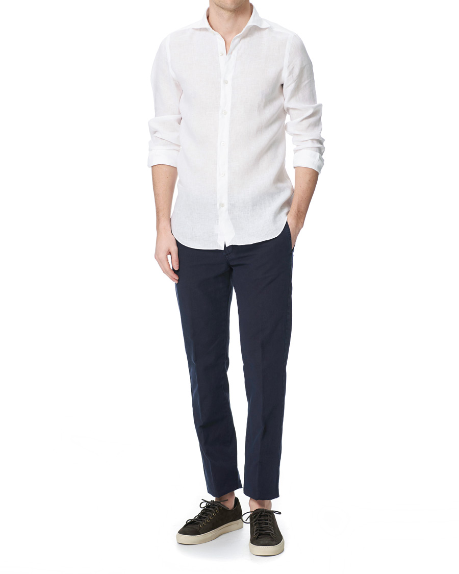 Herre | Skjorter | Finamore Napoli | Tokyo Washed Linen Shirt White
