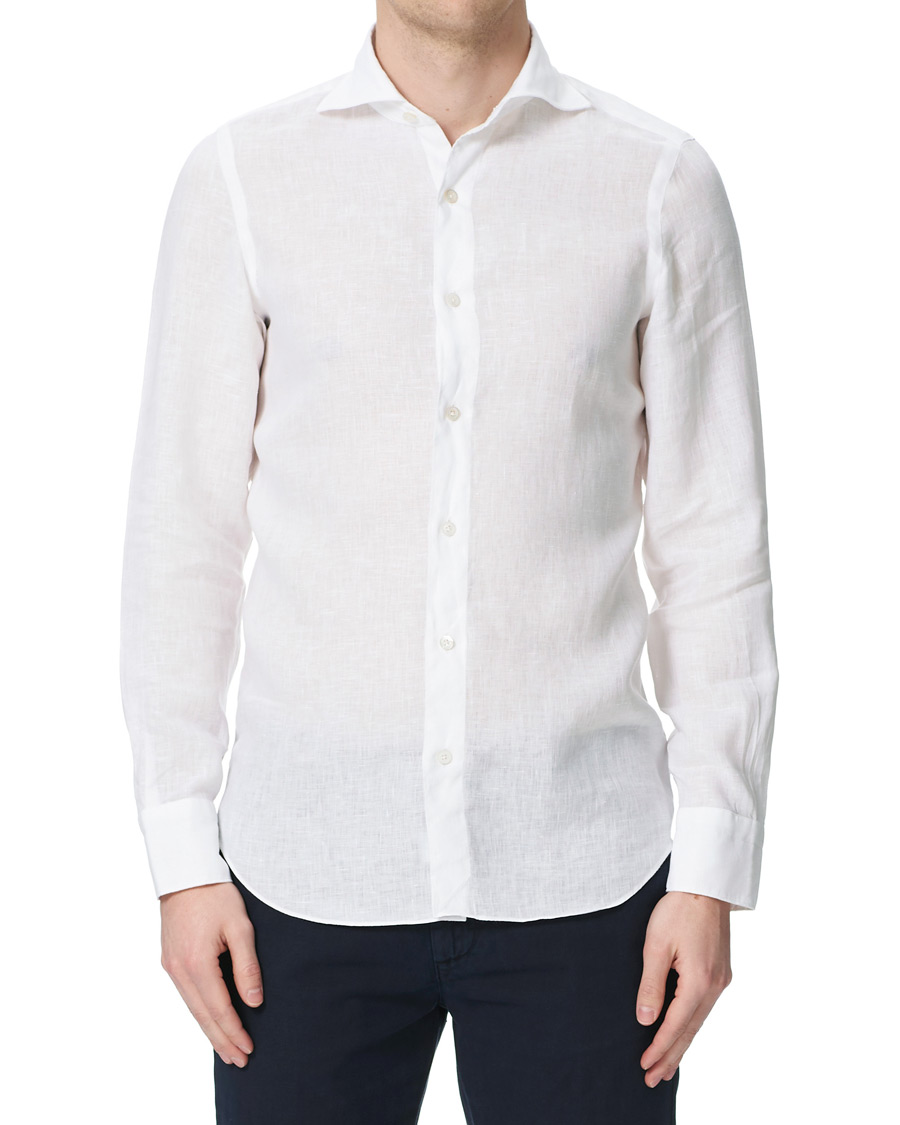 Herre | Skjorter | Finamore Napoli | Tokyo Washed Linen Shirt White