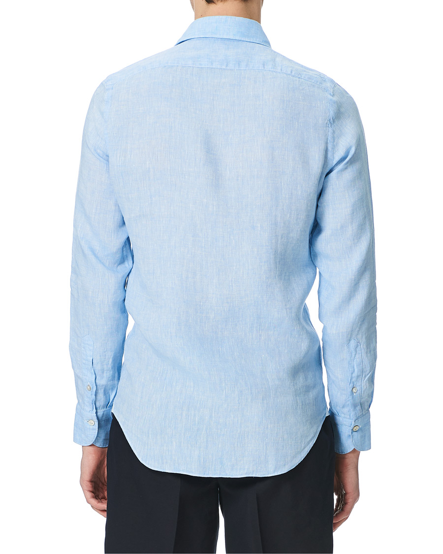 Herre | Skjorter | Finamore Napoli | Tokyo Washed Linen Shirt Light Blue