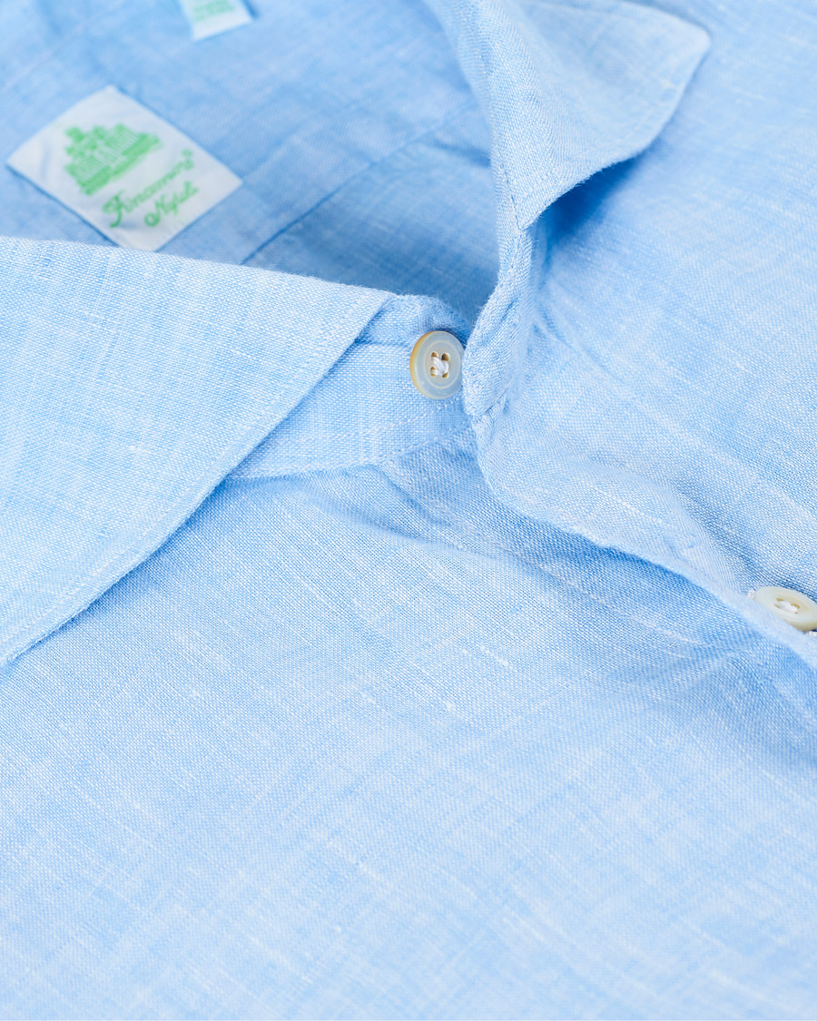 Herre | Skjorter | Finamore Napoli | Tokyo Washed Linen Shirt Light Blue