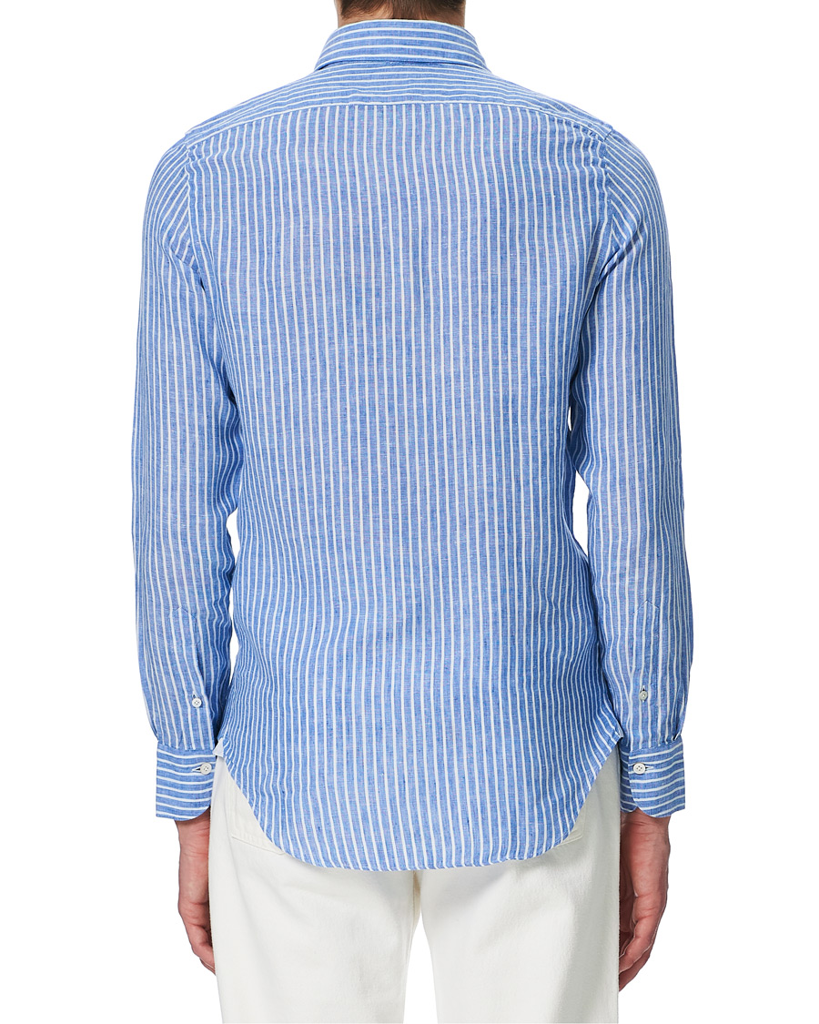 Herre | Skjorter | Finamore Napoli | Tokyo Washed Linen Shirt Blue
