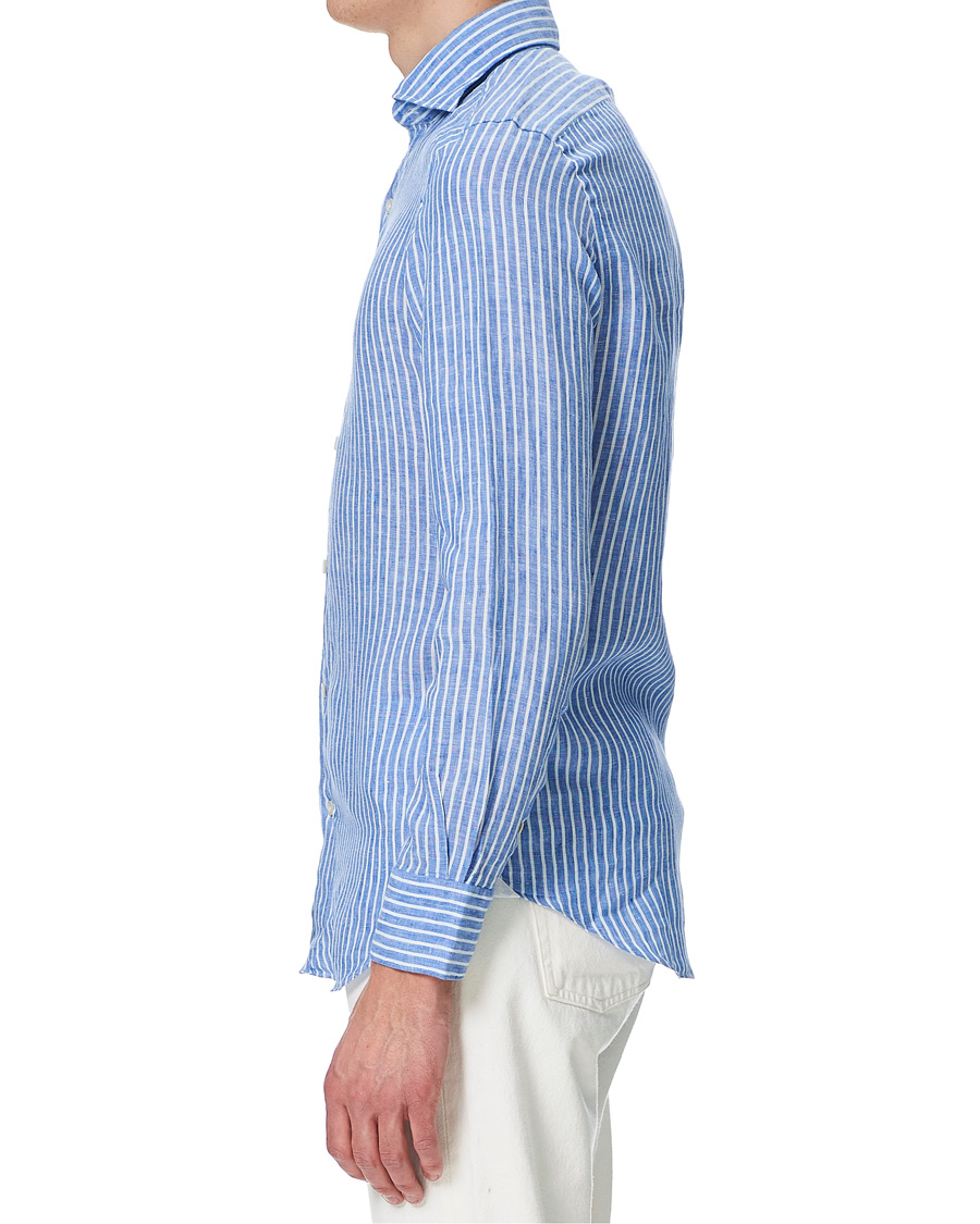 Herre | Skjorter | Finamore Napoli | Tokyo Washed Linen Shirt Blue