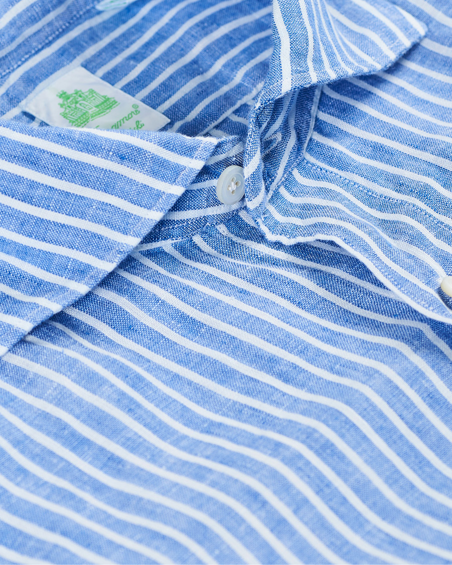 Herre | Skjorter | Finamore Napoli | Tokyo Washed Linen Shirt Blue