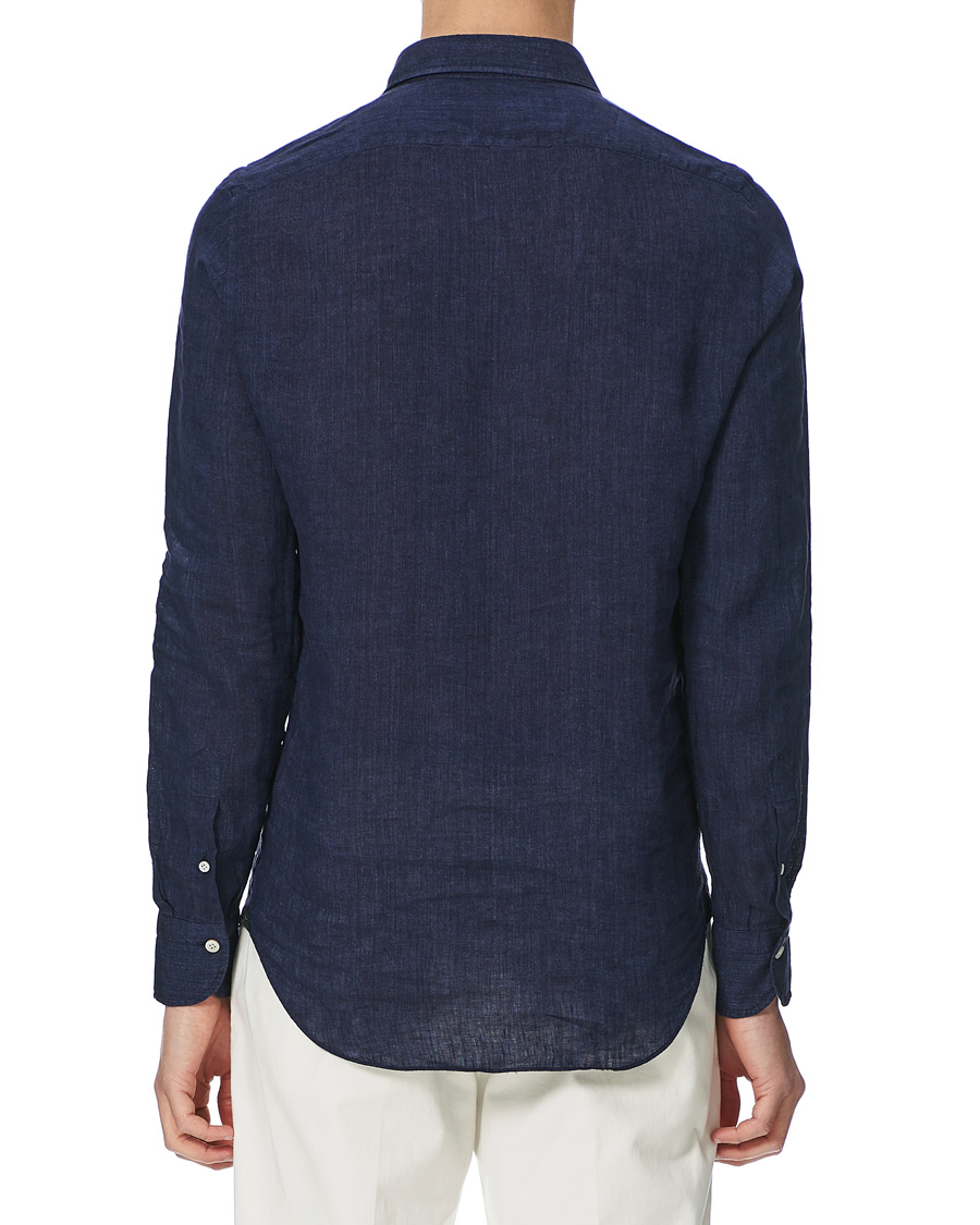 Herre | Skjorter | Finamore Napoli | Linen Popover Shirt Navy