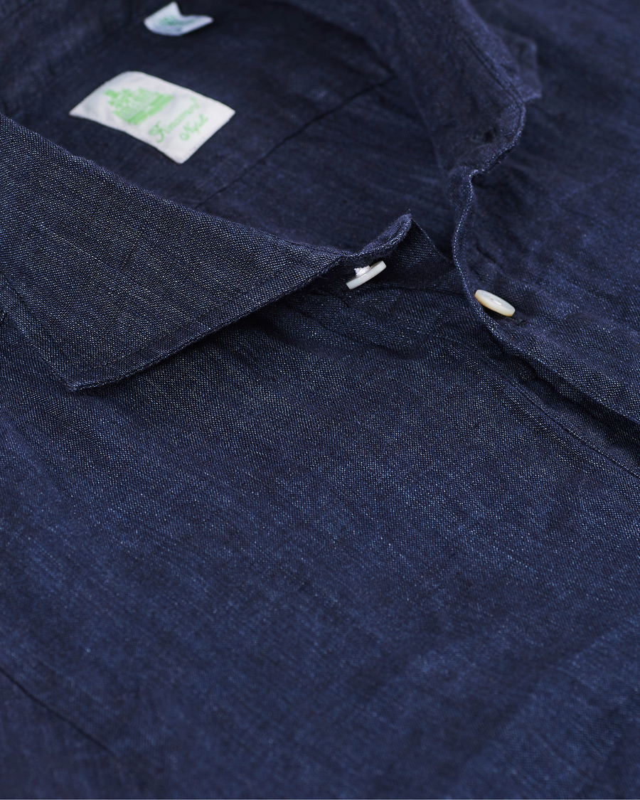 Herre | Skjorter | Finamore Napoli | Linen Popover Shirt Navy