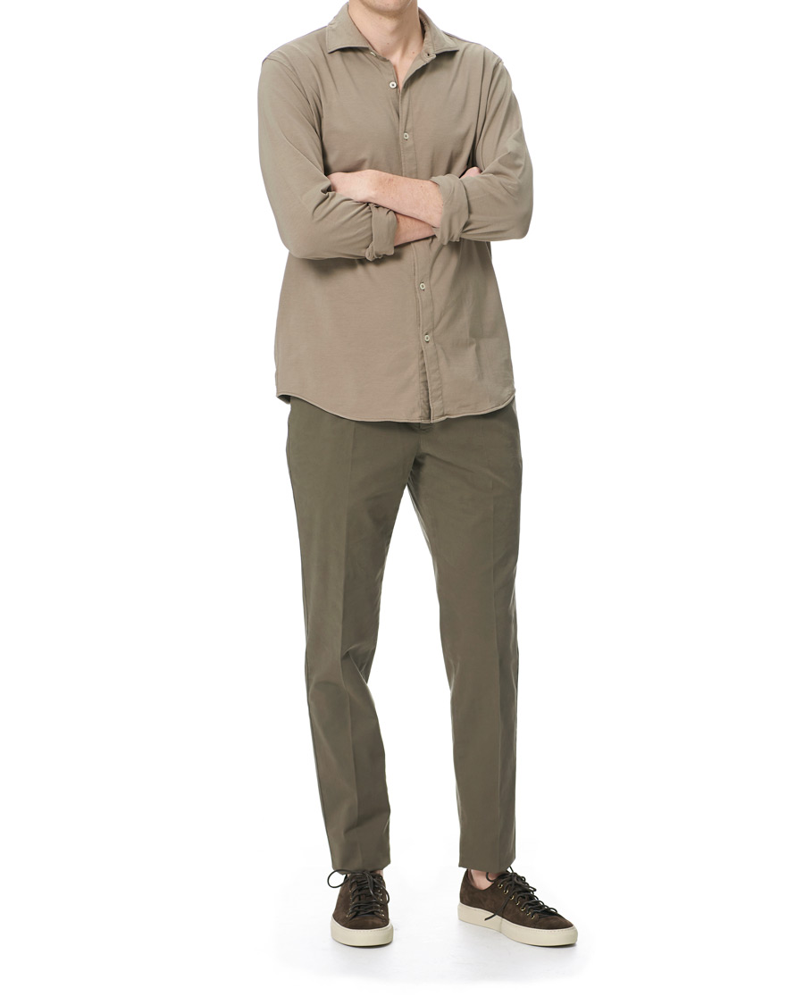 Herre | Skjorter | Altea | Cotton Stretch Jersey Shirt Beige
