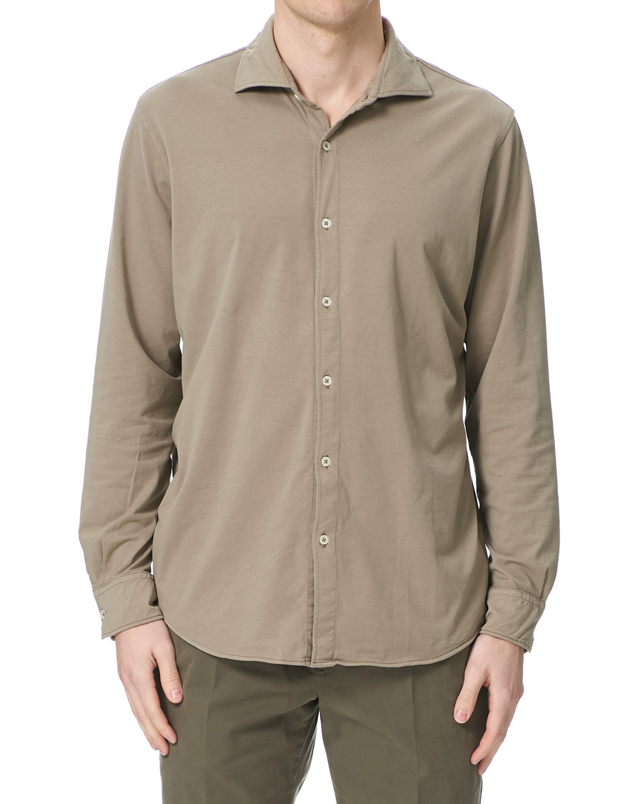 Herre | Skjorter | Altea | Cotton Stretch Jersey Shirt Beige