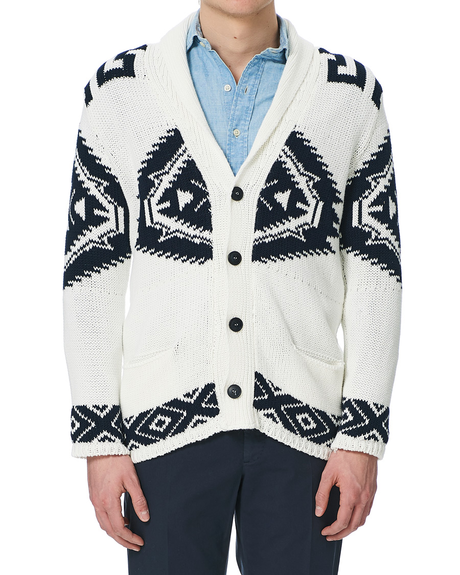 Herre | Gensere | Altea | Azteco Shawl Collar Cardigan Optic White