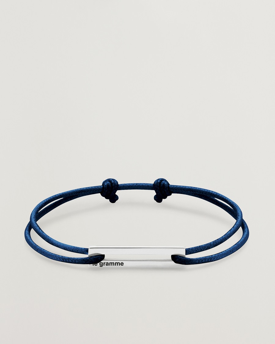 Herre | Smykker | LE GRAMME | Cord Bracelet Le 17/10 Navy/Sterling Silver