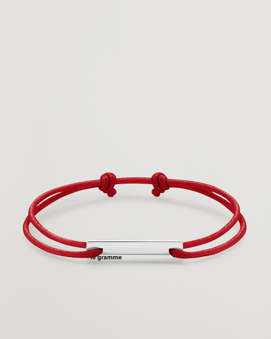 Herre | Luxury Brands | LE GRAMME | Cord Bracelet Le 17/10 Red/Sterling Silver