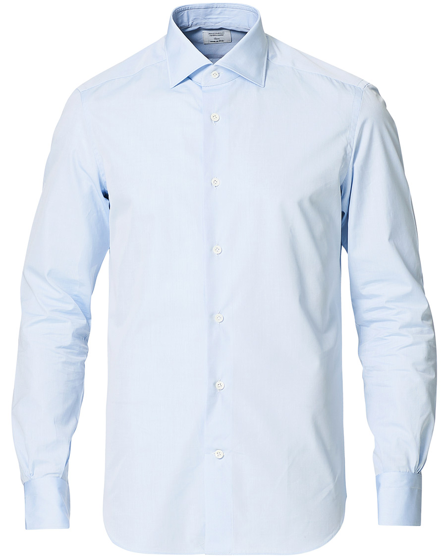Herre | Skjorter | Mazzarelli | Soft Cotton Cut Away Shirt Light Blue