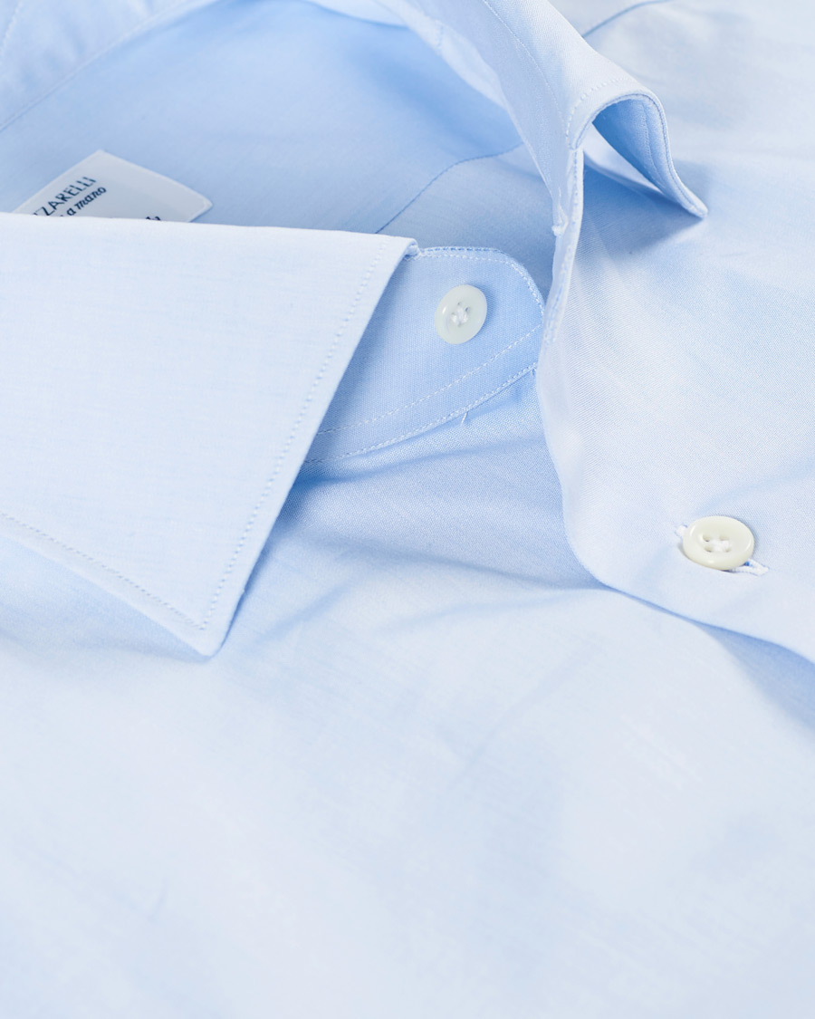 Herre | Skjorter | Mazzarelli | Soft Cotton Cut Away Shirt Light Blue