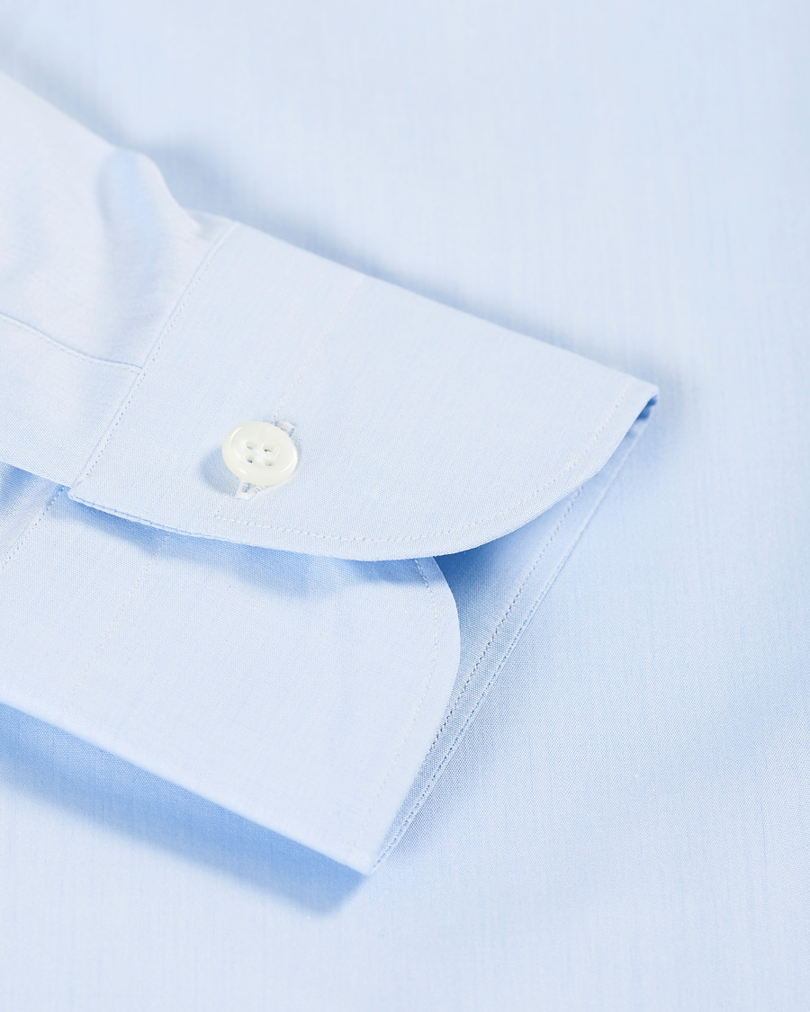 Herre | Skjorter | Mazzarelli | Soft Cotton Cut Away Shirt Light Blue