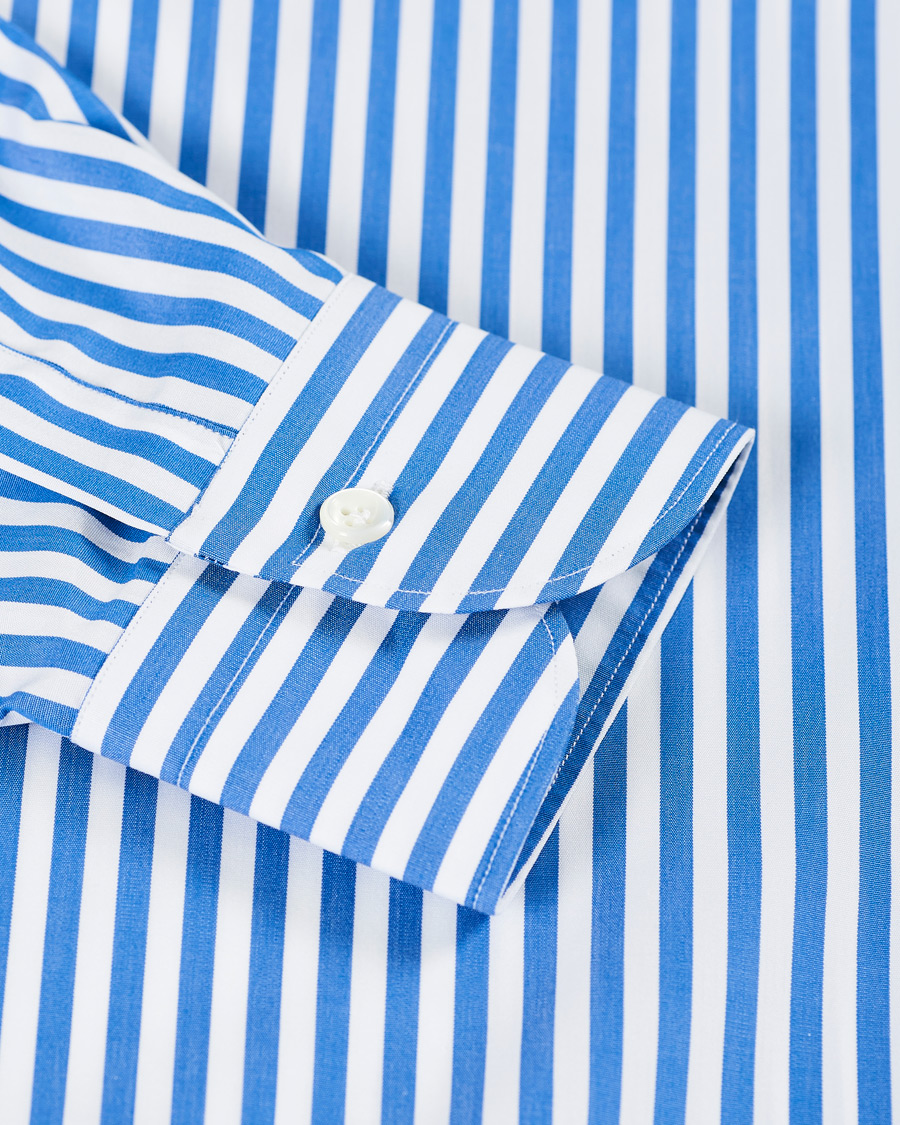 Herre | Skjorter | Mazzarelli | Soft Cotton Cut Away Shirt Blue/White