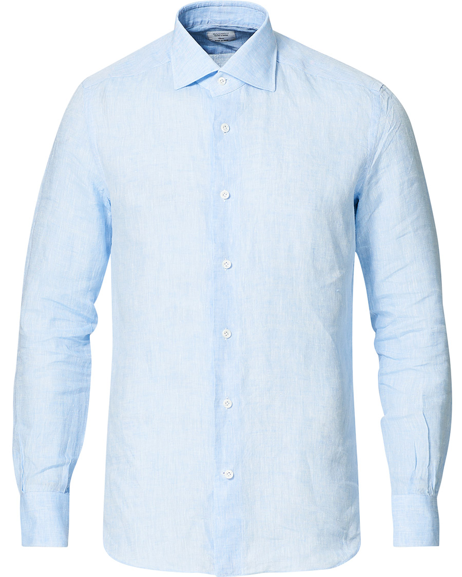 Herre | Skjorter | Mazzarelli | Linen Cut Away Shirt Light Blue