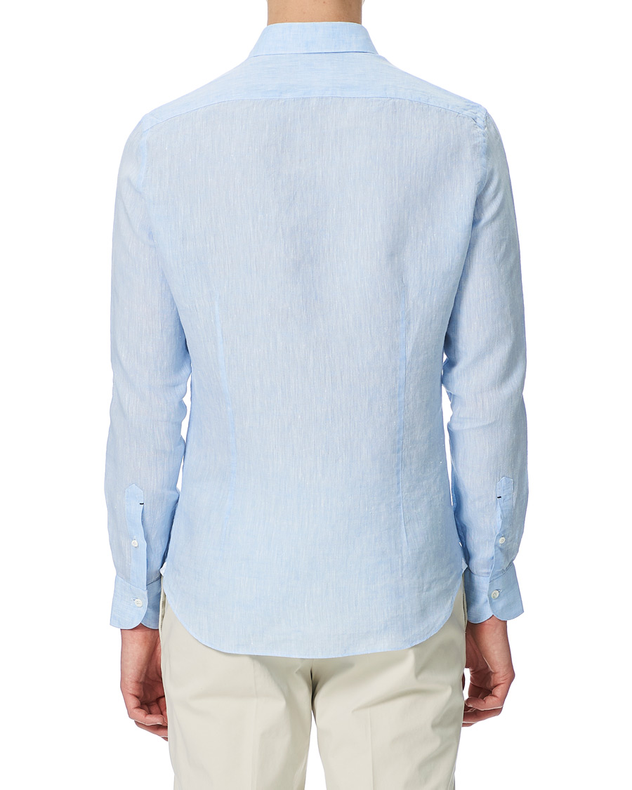 Herre | Skjorter | Mazzarelli | Linen Cut Away Shirt Light Blue