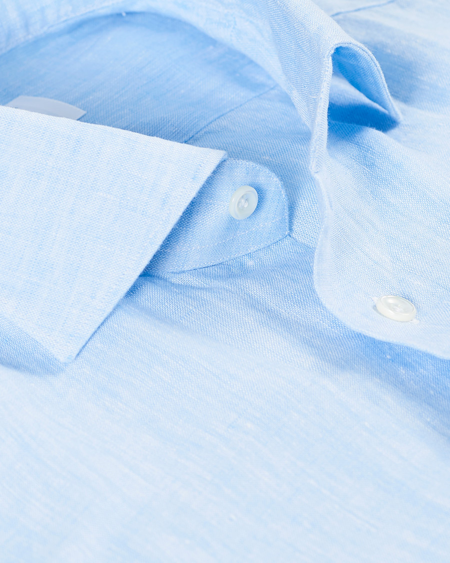 Herre | Skjorter | Mazzarelli | Linen Cut Away Shirt Light Blue