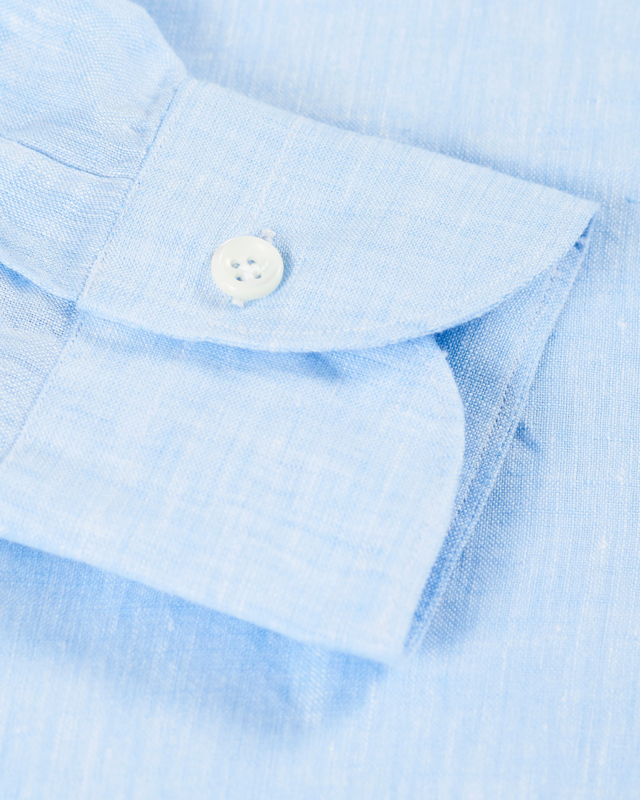 Herre | Skjorter | Mazzarelli | Linen Cut Away Shirt Light Blue