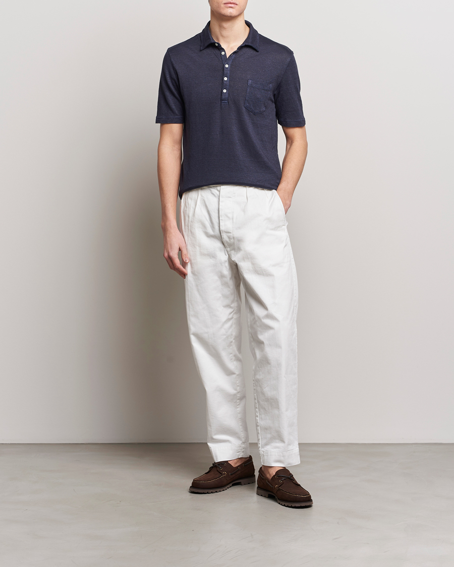 Herre | Pikéer | Massimo Alba | Wembley Linen Polo Navy