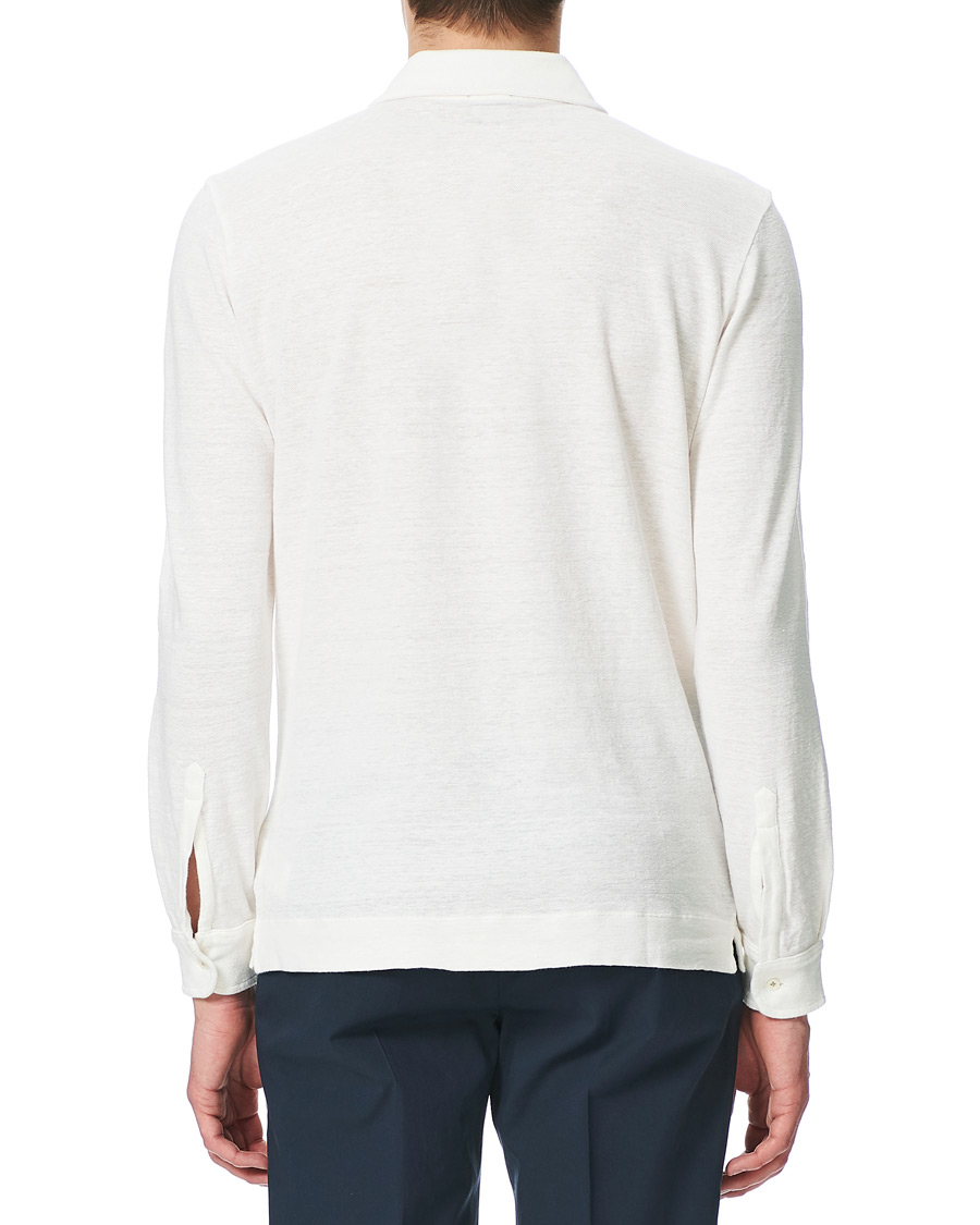 Herre | Gensere | Massimo Alba | Raya Linen Piquet Long Sleeve Polo White