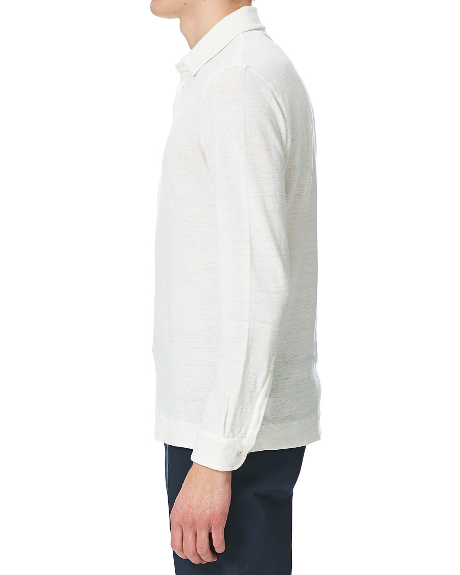 Herre | Gensere | Massimo Alba | Raya Linen Piquet Long Sleeve Polo White
