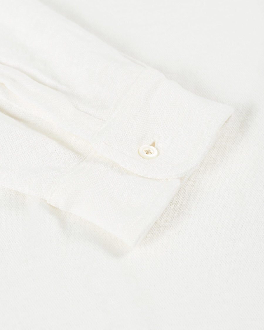 Herre | Gensere | Massimo Alba | Raya Linen Piquet Long Sleeve Polo White