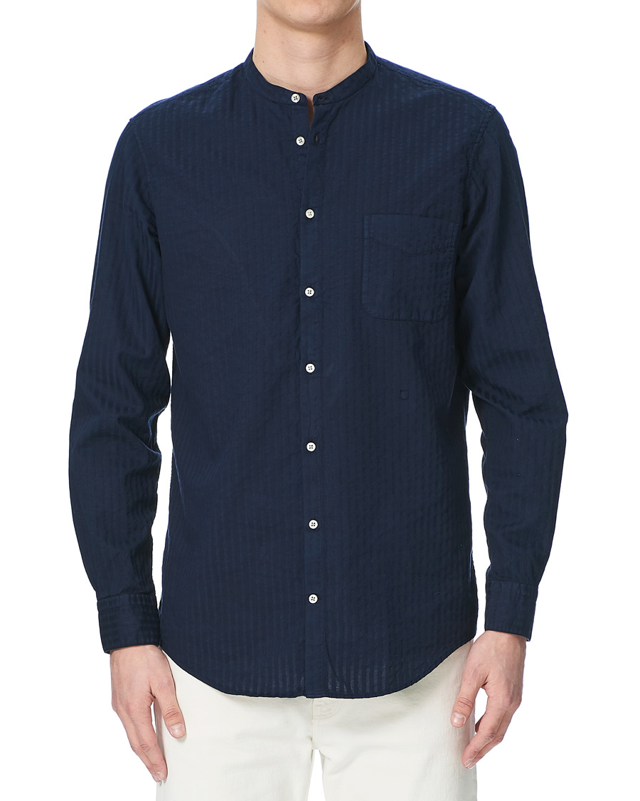 Herre | Skjorter | Massimo Alba | Noto Guru Collar Shirt Dark Blue