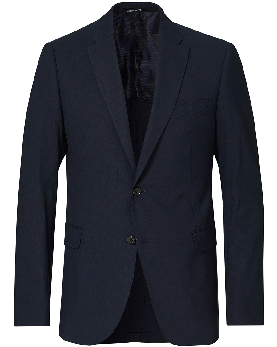Herre | Dressjakker | Emporio Armani | Slim Fit Techno Linen Stretch Blazer Navy