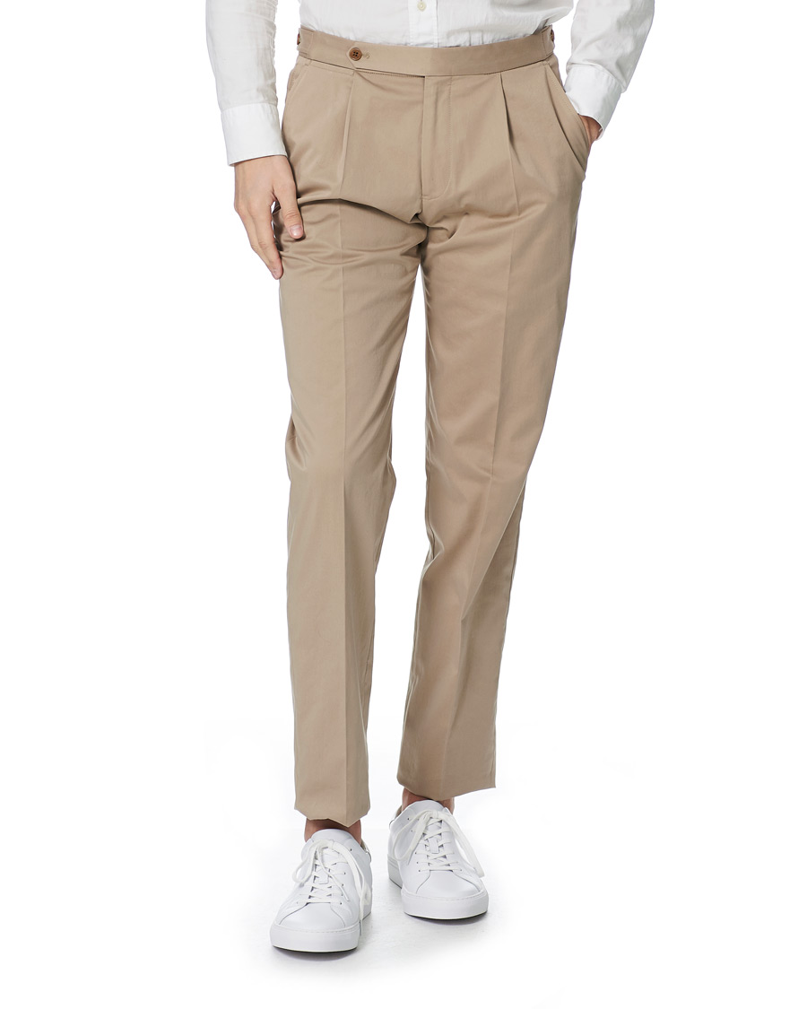 Herre | Bukser | Emporio Armani | Satin Stretch Pleated Chino Khaki