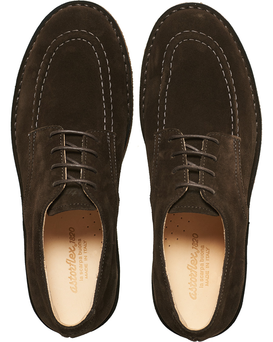 Herre | Astorflex Carlflex Moc Toe Derby Dark Brown Suede | Astorflex | Carlflex Moc Toe Derby Dark Brown Suede
