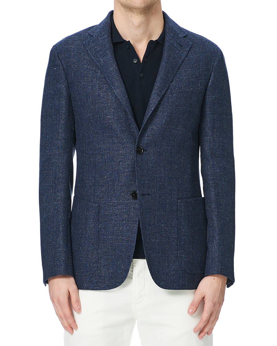 Herre | Dressjakker | Ermenegildo Zegna | Unconstructed Linen Blazer Dark Blue