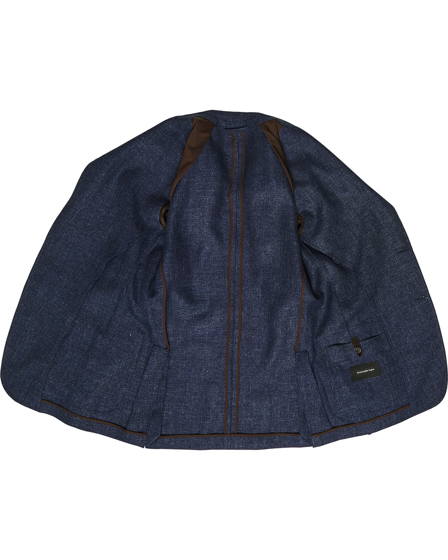 Herre | Dressjakker | Ermenegildo Zegna | Unconstructed Linen Blazer Dark Blue