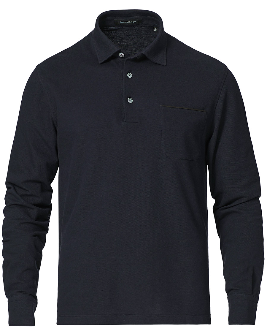 Herre | Gensere | Ermenegildo Zegna | Pocket Long Sleeve Polo Navy 48