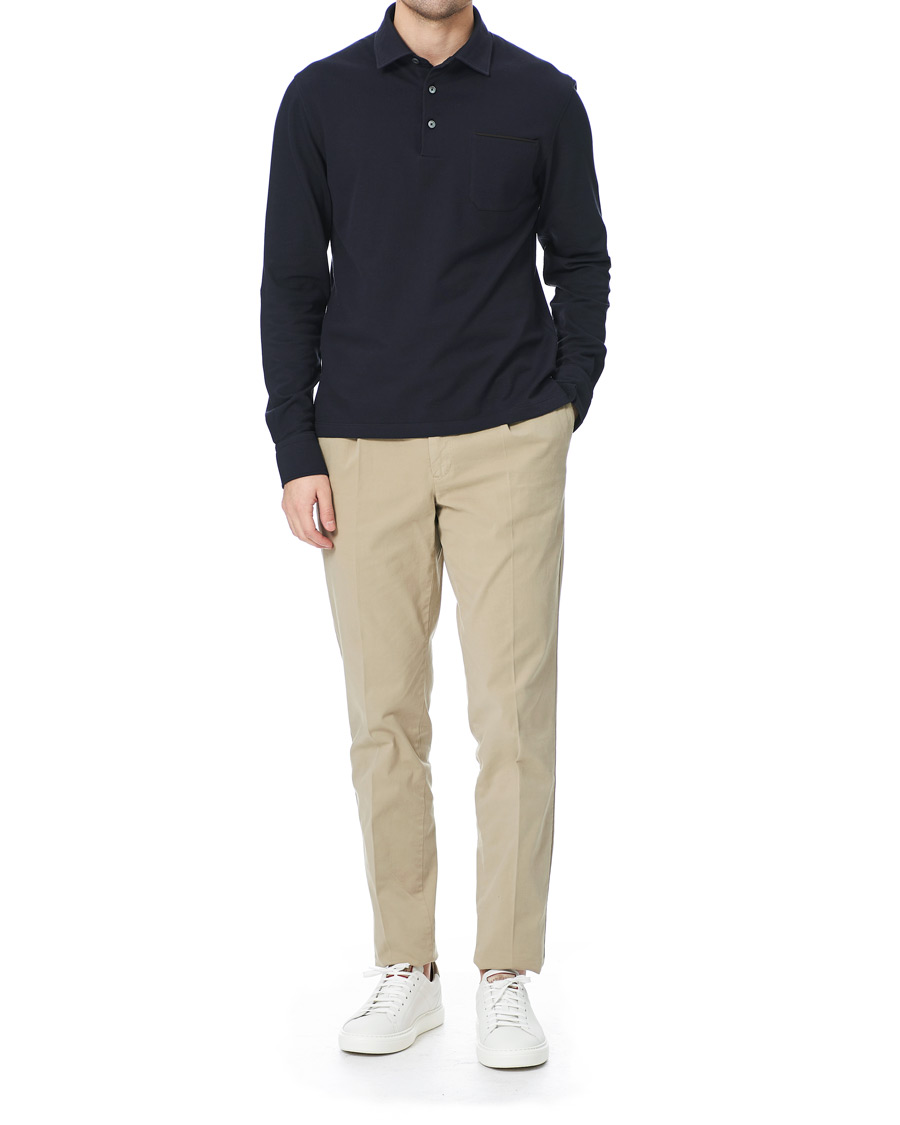 Herre | Gensere | Ermenegildo Zegna | Pocket Long Sleeve Polo Navy 48